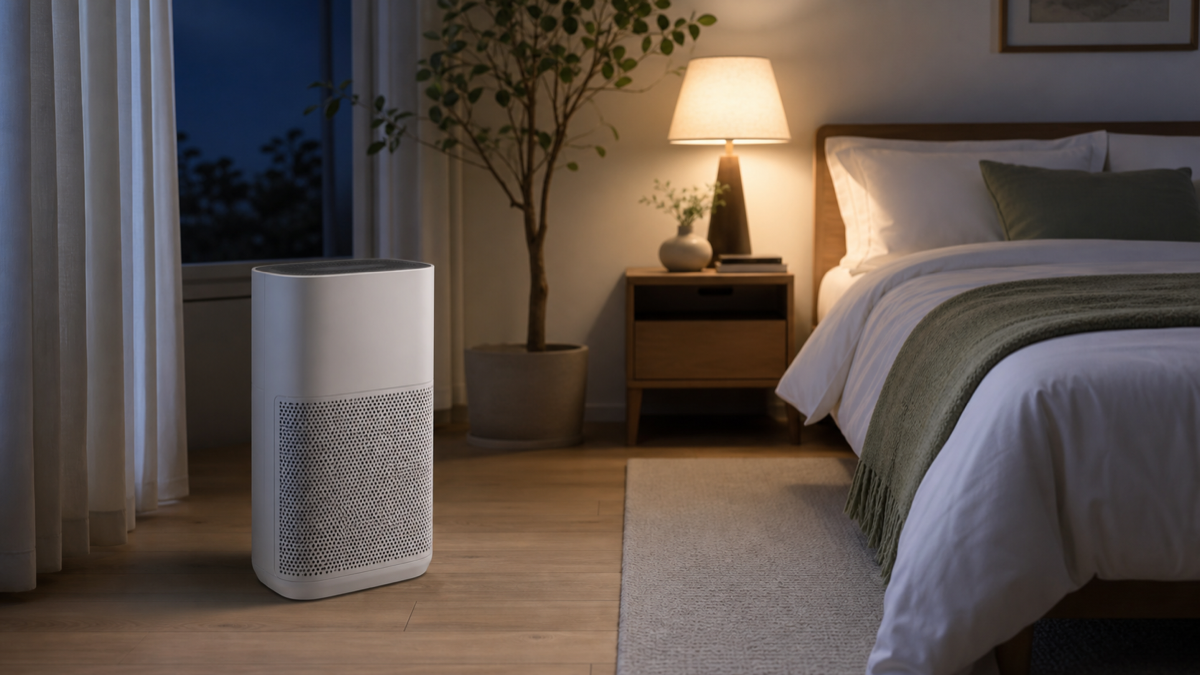 Air purifier in a quiet bedroom