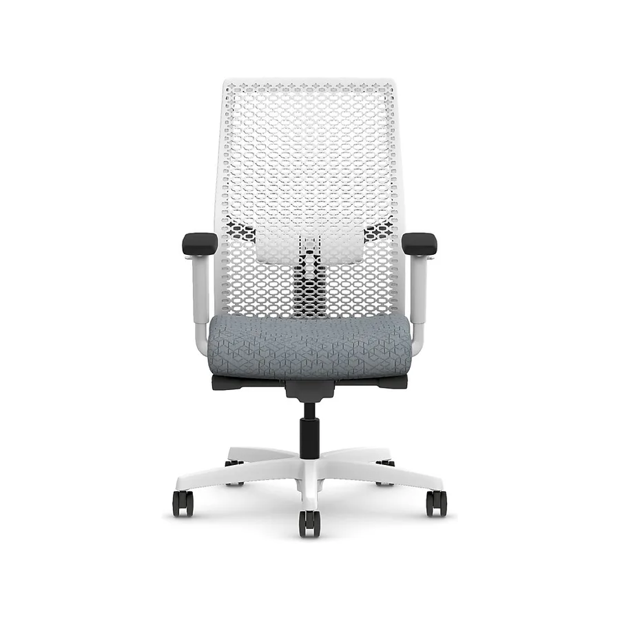 HON Ignition 2.0 task chair with a white ReActiv back and gray seat